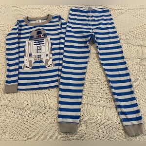 Hanna Andersson x Star Wars R2D2 Kids Blue and White Striped Pajamas